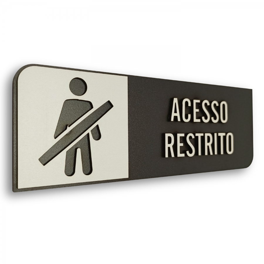 Placa de Sinalização Indicativa em MDF Efeito 3D - Acesso Restrito